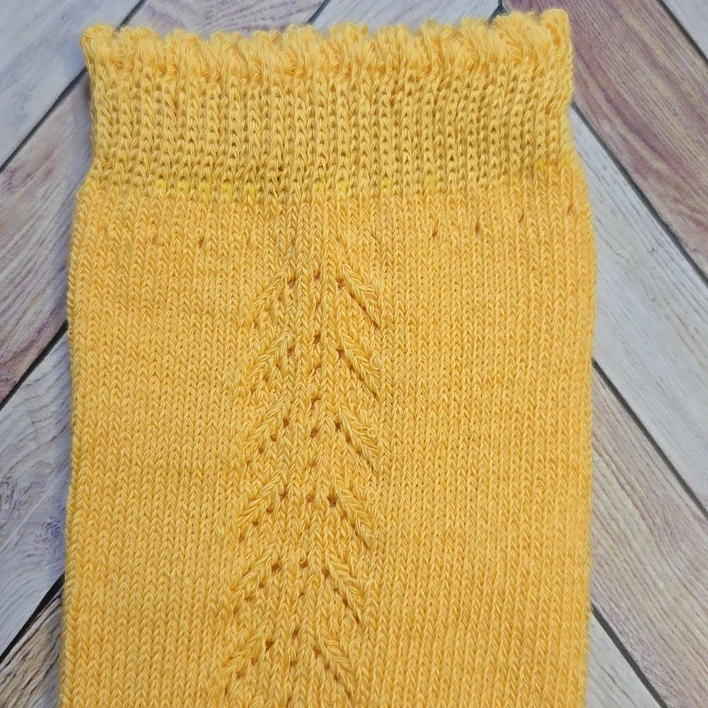 Toddler Baby Girl Yellow Knit Knee High Socks Vintage Style Holiday Accessory